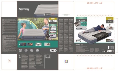 Materac Dmuchany Queen 2-Osobowy Bestway 6716T 152x203 Pompka Akumulatorowa USB