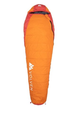 Śpiwór puchowy Volven Polaris 215 cm pomarańczowy prawy