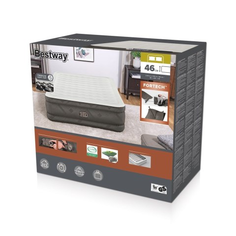 Materac Dmuchany Queen Bestway 69050 152x203 Fortech Pompka Elektryczna 350 kg