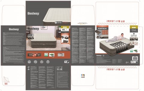 Materac Dmuchany Queen Bestway 69050 152x203 Fortech Pompka Elektryczna 350 kg
