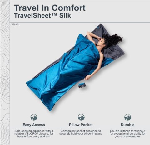 Cocoon TravelSheet Śpiwór prostokątny Bawełna Niebieski