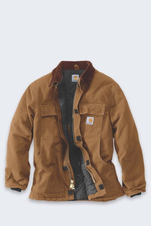 Kurtka męska zimowa ocieplana Carhartt Firm Duck Traditional Coat Brązowa Rozmiar L