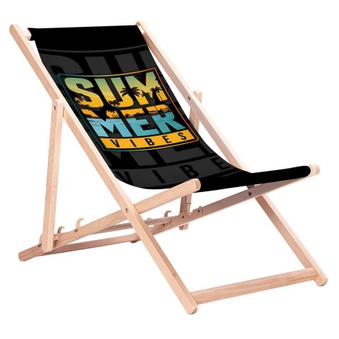 Leżak ogrodowy GreenBlue bukowy składany z nadrukiem Summer Vibes GB183