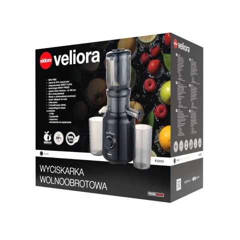 ELDOM WYCISKARKA WOLNOOBROTOWA PJ350 250 W CZARNA DWA FILTRY NOWEJ GENERACJI HEAVY PRESS