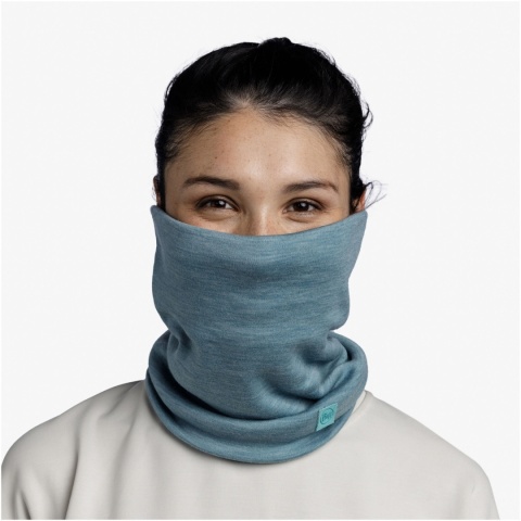 Zestaw Komin BUFF MERINO HEAVYWEIGHT + Opaska termoaktywna BUFF MERINO WIDE HEADBAND w jednolitym kolorze POOL
