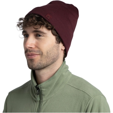Zestaw dwukolorowy Czapka BUFF MERINO HEAVYWEIGHT + Komin BUFF MERINO FLEECE SOLID NAVY/GARNET