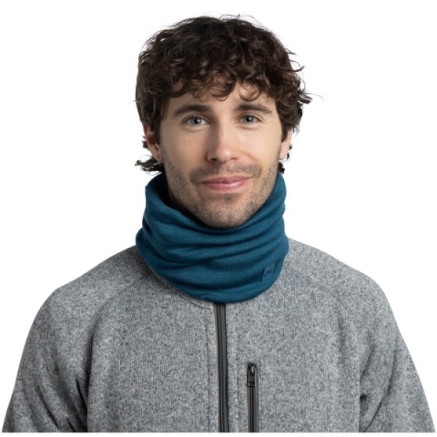 Zestaw Opaska BUFF MERINO WIDE HEADBAND + Komin BUFF MERINO HEAVYWEIGHT w jednolitym kolorze OCEAN