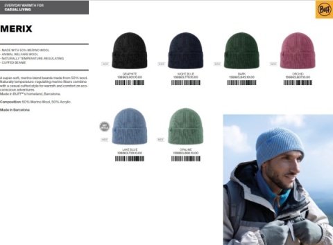 Zestaw dwukolorowy Czapka BUFF KNITTED BEANIE MERIX + Komin na szyję BUFF Knitted OPALINE/GRAPHITE