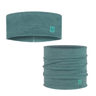 Zestaw jednokolorowy Opaska termoaktywna BUFF MERINO WIDE HEADBAND + Komin BUFF MERINO HEAVYWEIGHT POOL